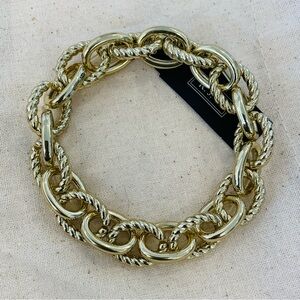 NEW RJ Graziano Gold Tone Chain Link Stretch Bracelet